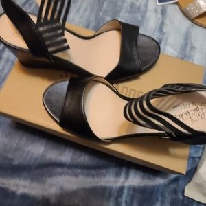 Black life stride wedges with ankle strap size 8.5